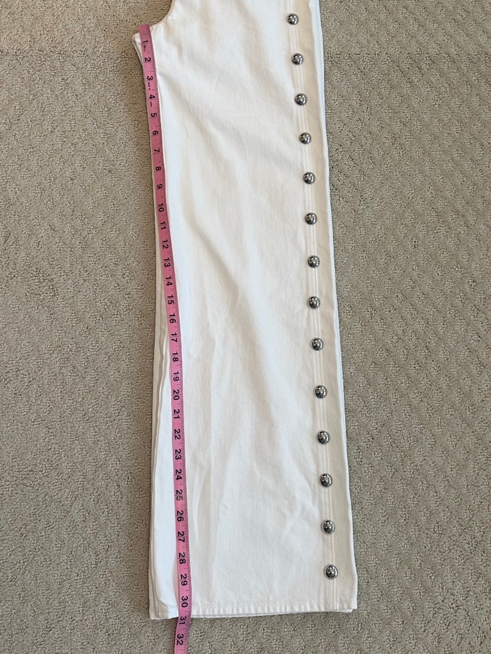 Veronica Beard Taylor High-Rise Wide Leg Studded Statement Jeans White 23 Casual - Picture 14 of 14